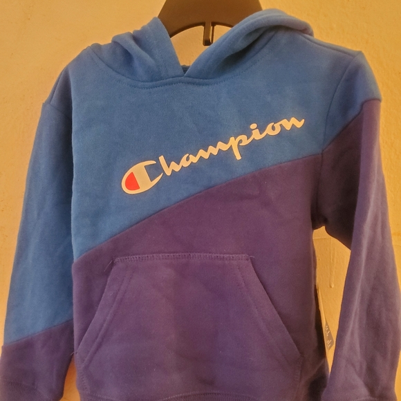 Little Boys Diagonal Color Blocked Fleece Hoodie - Picture 2 of 3